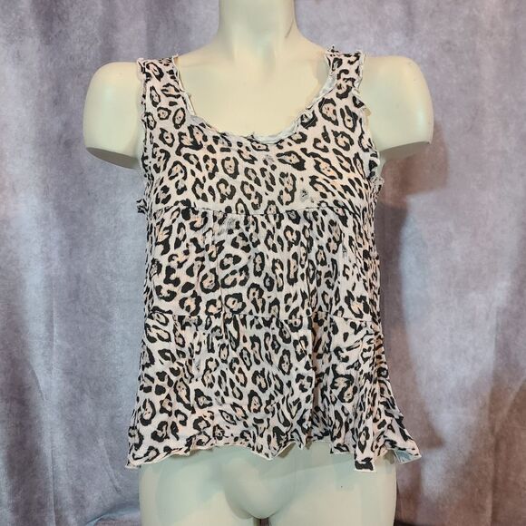 Love, Fire Kid's Leopard Print Babydoll Tank Top Size Medium - Picture 2 of 5